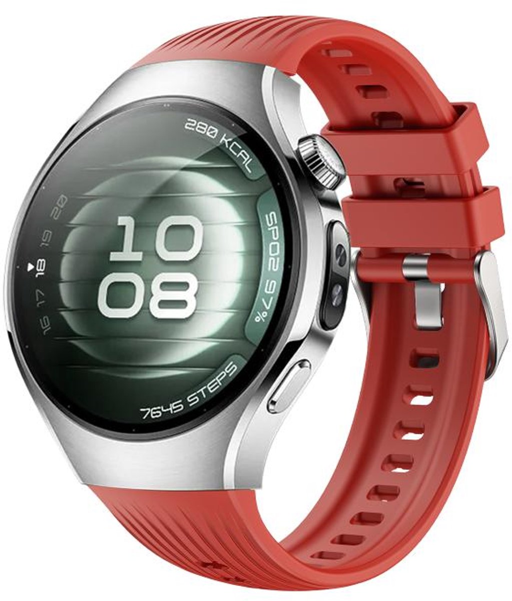 By Qubix - Siliconen bandje 'True Fit' - Rood - geschikt voor Huawei Watch 5 - 46mm