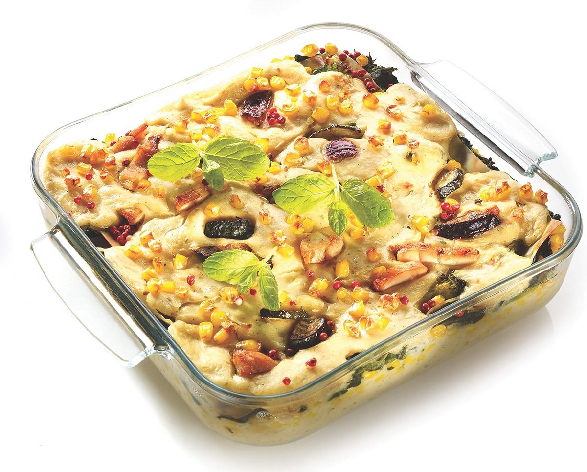 Grote Glazen Ovenschaal 2,4L Vierkant voor Lasagne en Bakken
