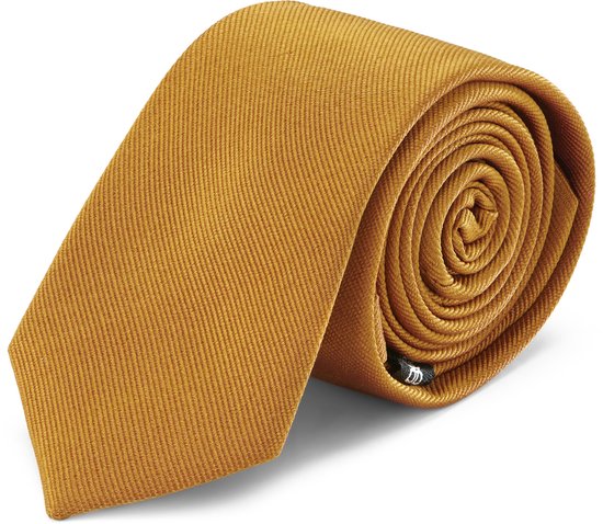 Cravate ocre en sergé de soie 6 cm
