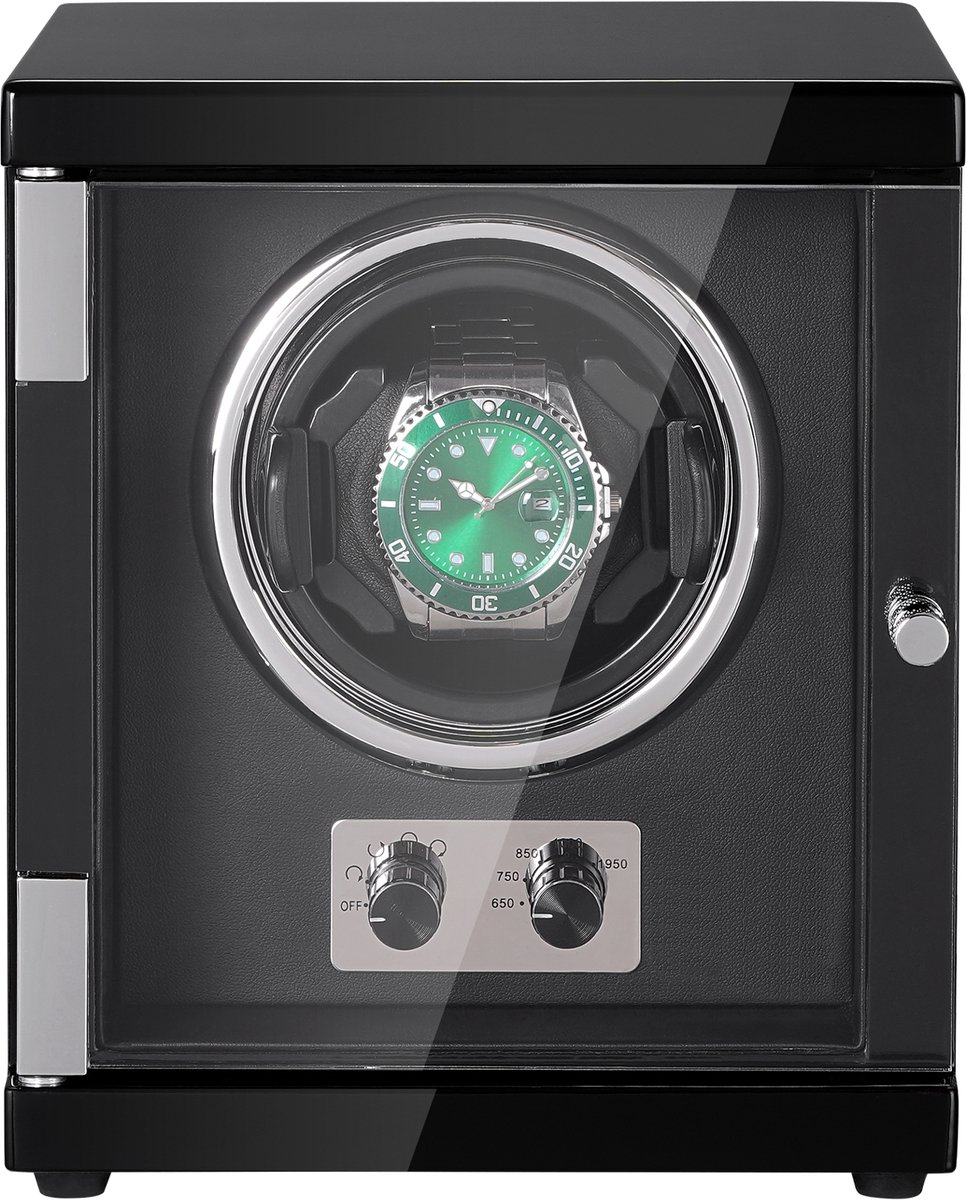 VEVOR Watch Winder, Automatische Watchwinder, Watchwinder, Watchwinder voor Automatische Horloges, Automatische Watchwinder met Ruimte voor 1 Horloge, LED-Verlichting, 150-207 mm Verstelbare Bandlengte