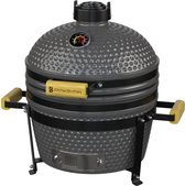 KitchenBrothers Kamado BBQ - 16 Inch Houtskool Barbecue - 34⌀ cm - PFAS-vrij - Deluxe Set - Egg BBQ met Accessoires - Grijs