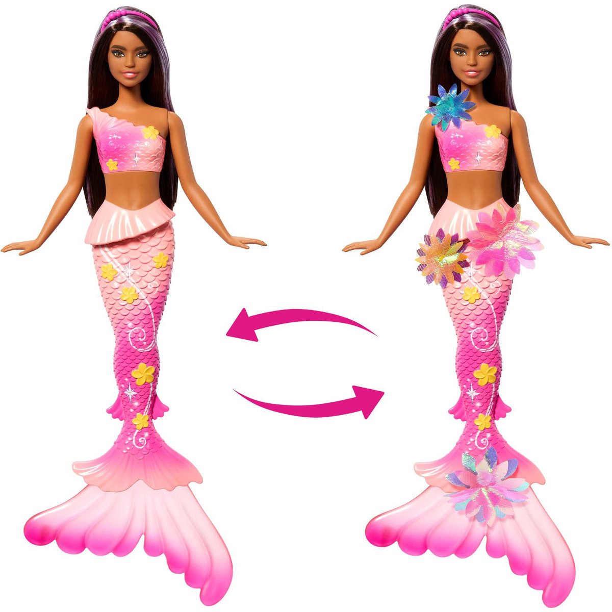 Barbie Flower Magic Zeemeerminpop – Magische Bloemen die Bloeien - Bruin & Roze — afbeelding 2