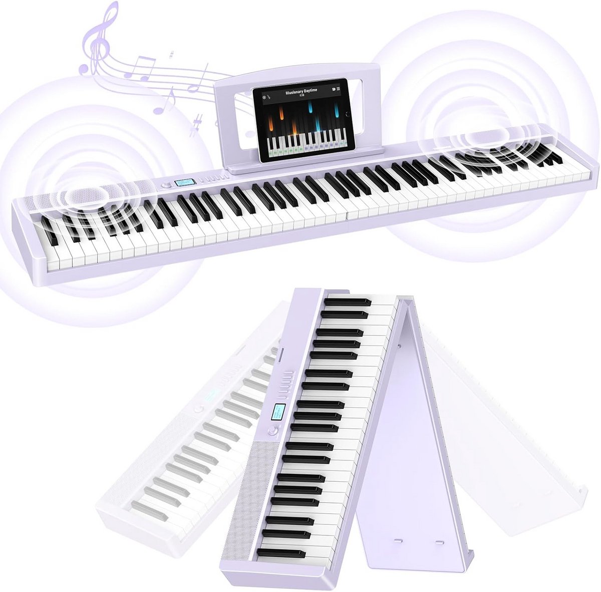 Elektrische Piano - Keyboard Digitale Piano - Muziek Leren Spelen - Opvouwbaar Ontwerp - 88 Toetsen - Paars