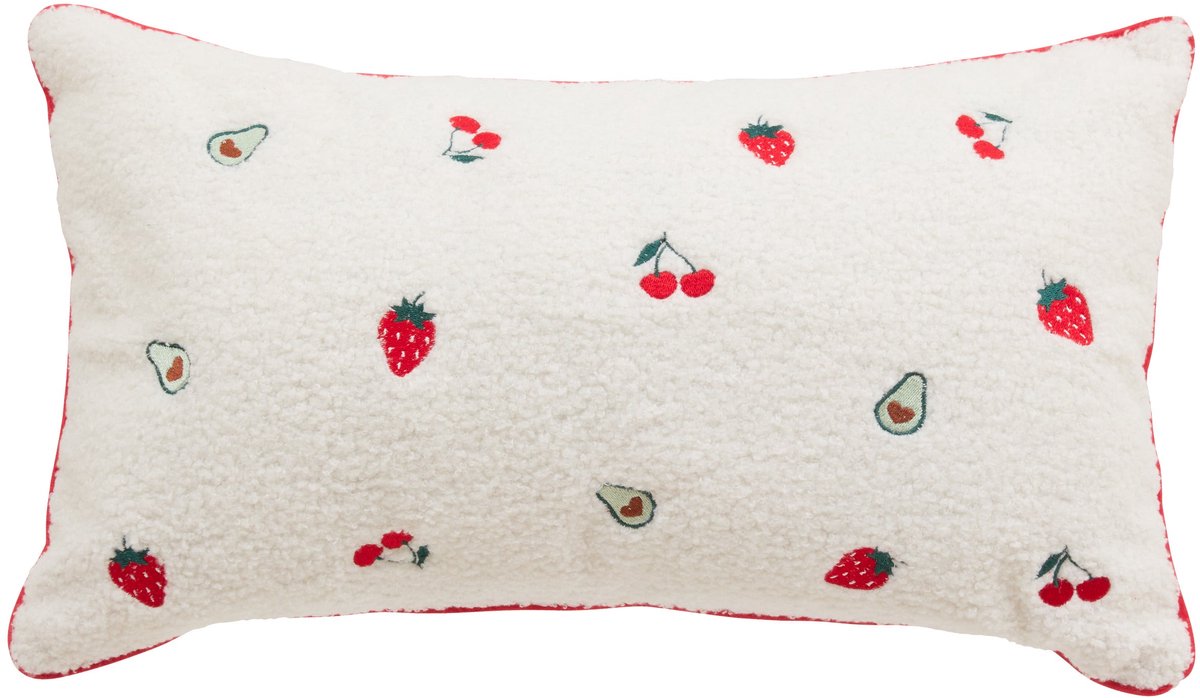 Atmosphera Sierkussen Bouclette Fruity - 30x50cm - Wit