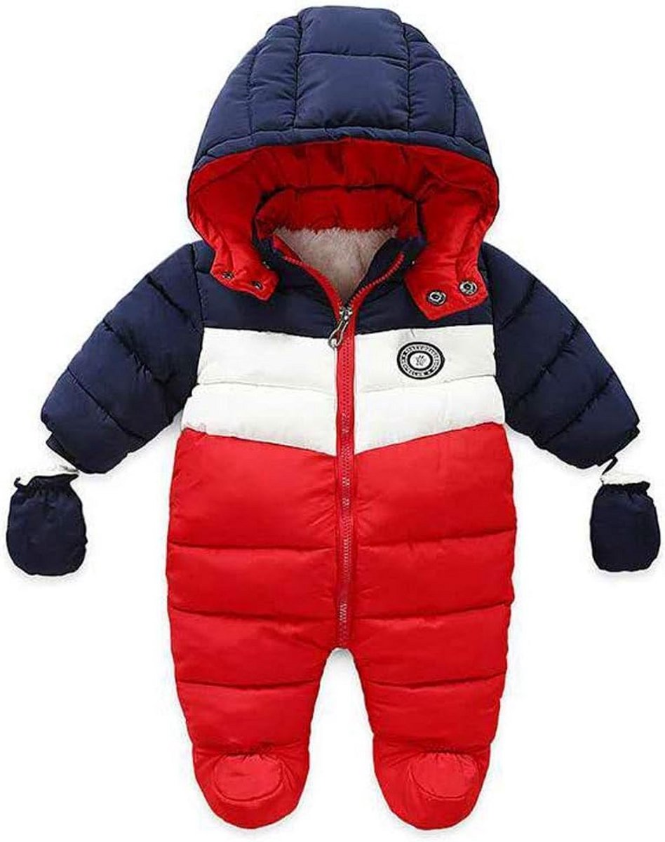 Warm Uniseks Skipak met Voetjes en Capuchon voor Peuters