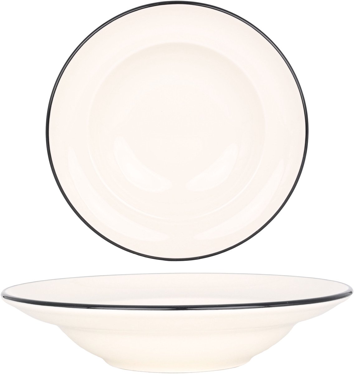 Bonna Pastabord - Linea Black - Porselein - 27 cm (400cc) - set van 2
