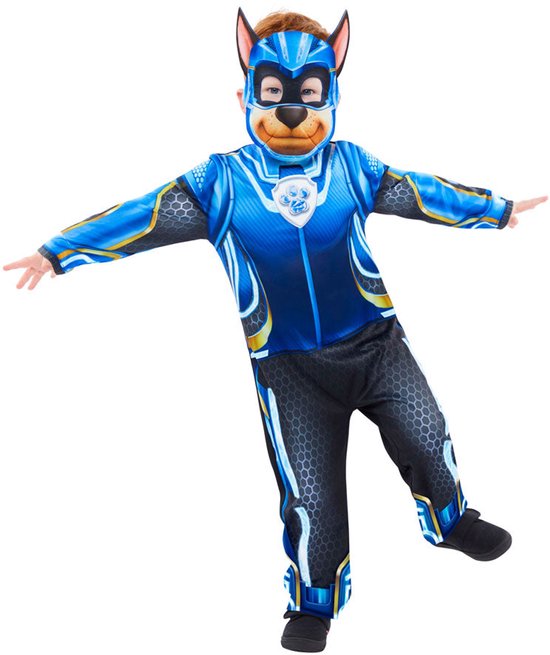 Chase Costume Hat and Jumpsuit for Boys, Deluxe Paw Patrol Movie Character Outfit with Badge, Toddler Size Large (4-6
