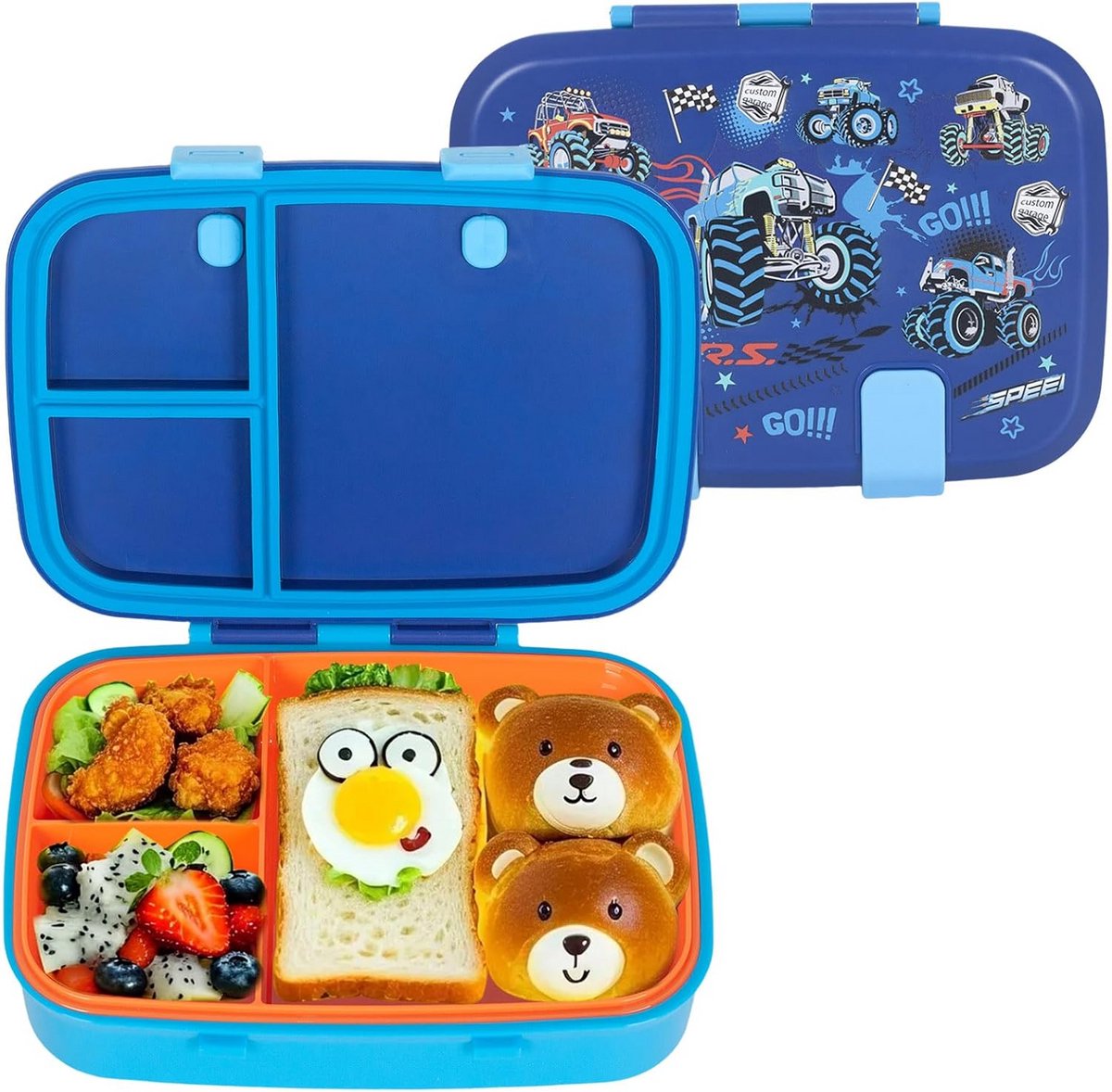 Lekvrije Bento Lunchtrommel met 3 Vakken voor Kinderen - BPA-Vrij
