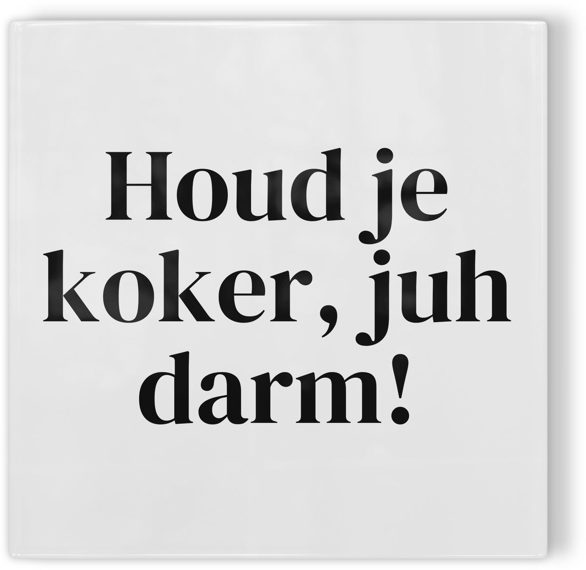 Tegeltje Leiden Houd je koker, juh darm! - wit zwart - tegeltje stad - tegeltje met tekst