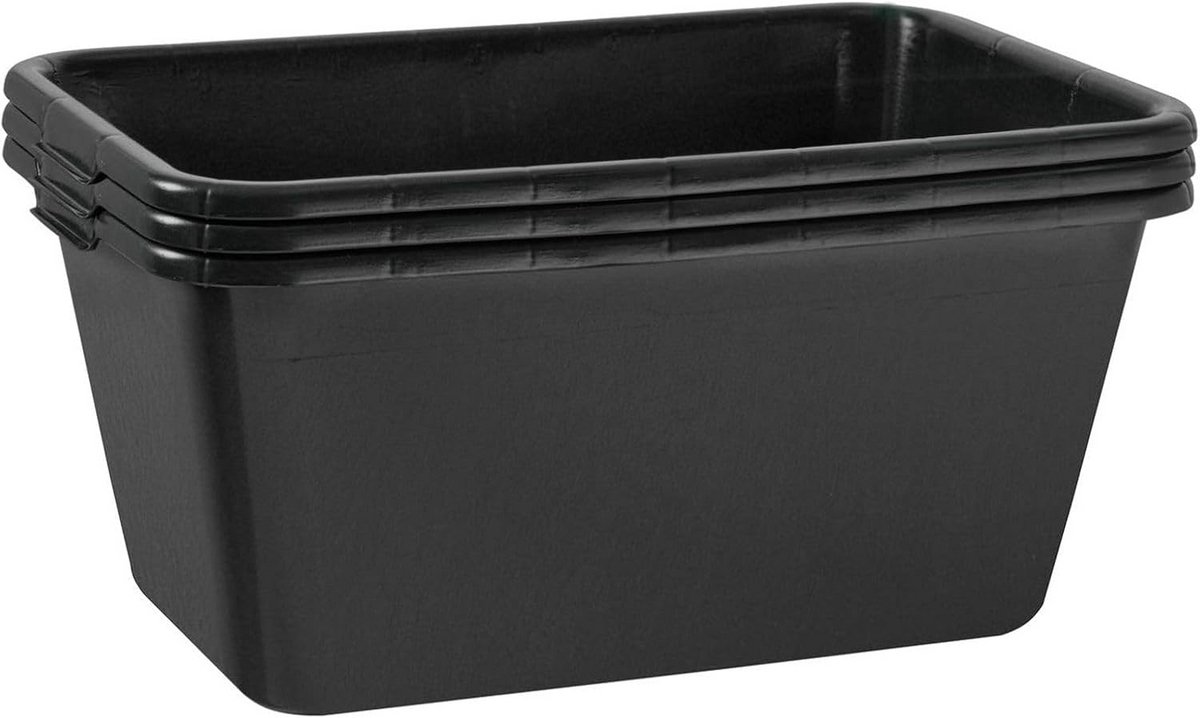 Set van 3 Mortelbakken 65 Liter Zwart - Stevige Mengkuip voor Bouw en Tuin