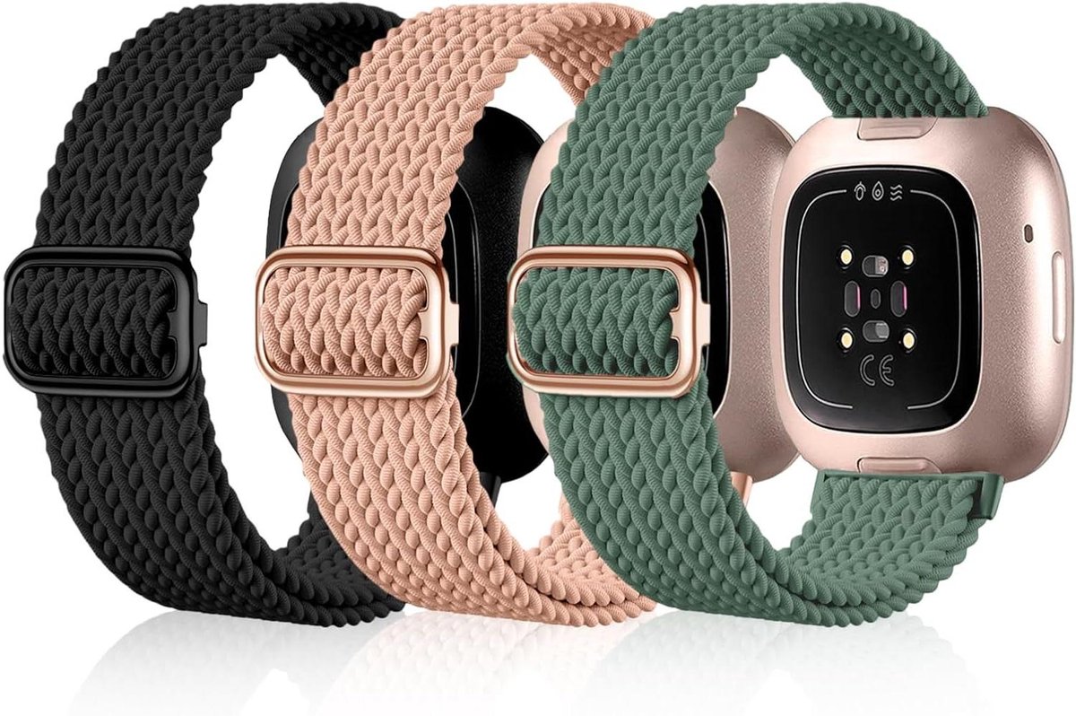 Lederen vervangingsband sport armband Fitbit Versa 3 Versa 4 Sense Sense 2 - zwart.