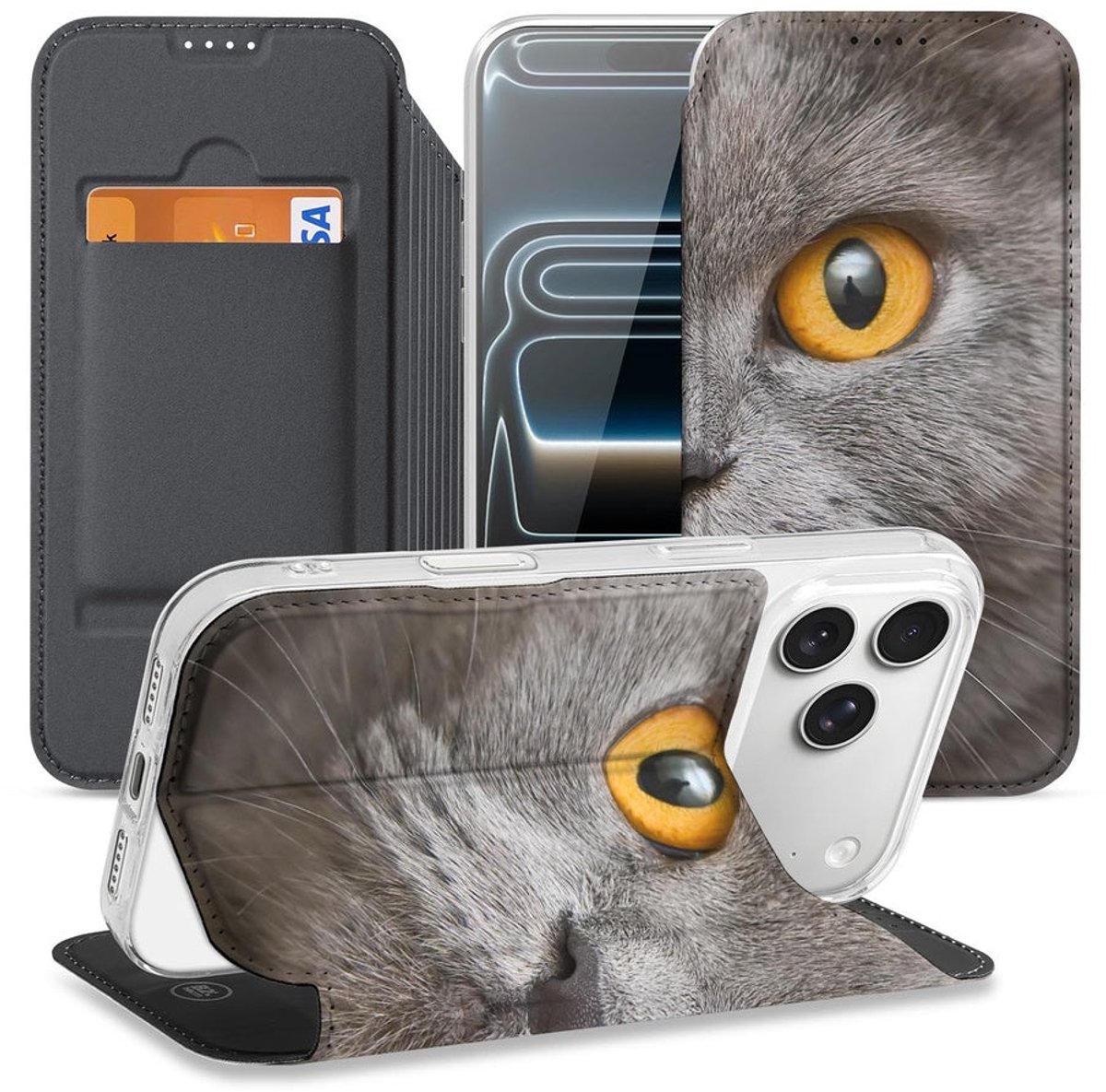 Standcase Hoesje voor Apple iPhone 17 Pro Book Case Britse Korthaar