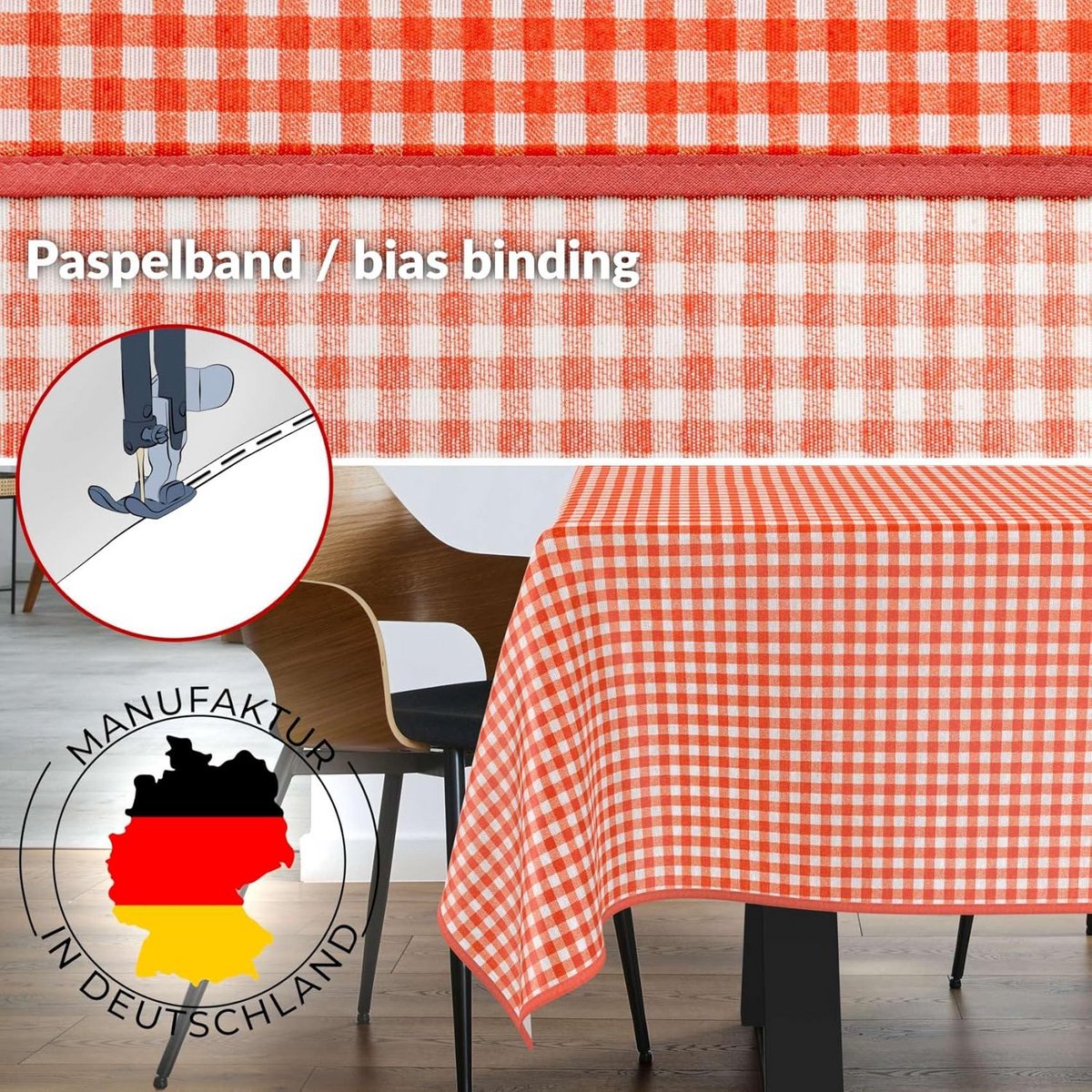 Afwasbaar Stoffen Tafelkleed Rood Vichy Katoen Polyester Binnen Buiten 160x140 cm