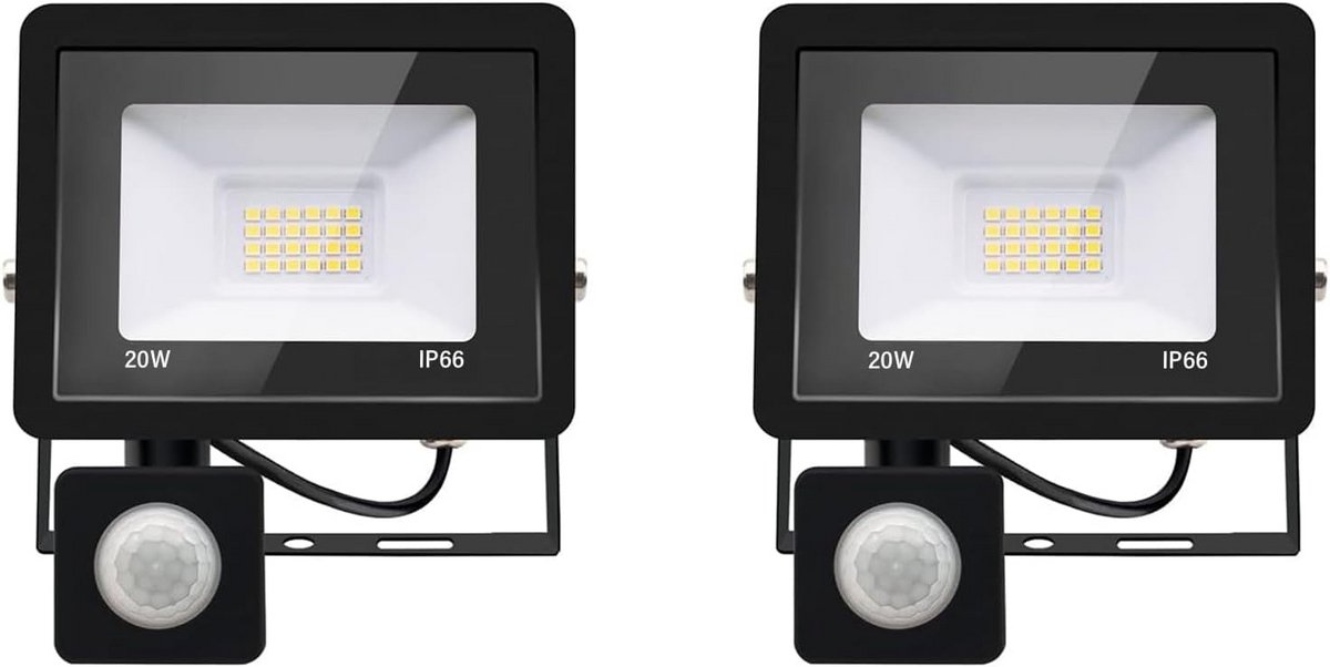 Set van 2 LED Buitenlamp met Bewegingsmelder Warmwit 3000K 1000LM IP66