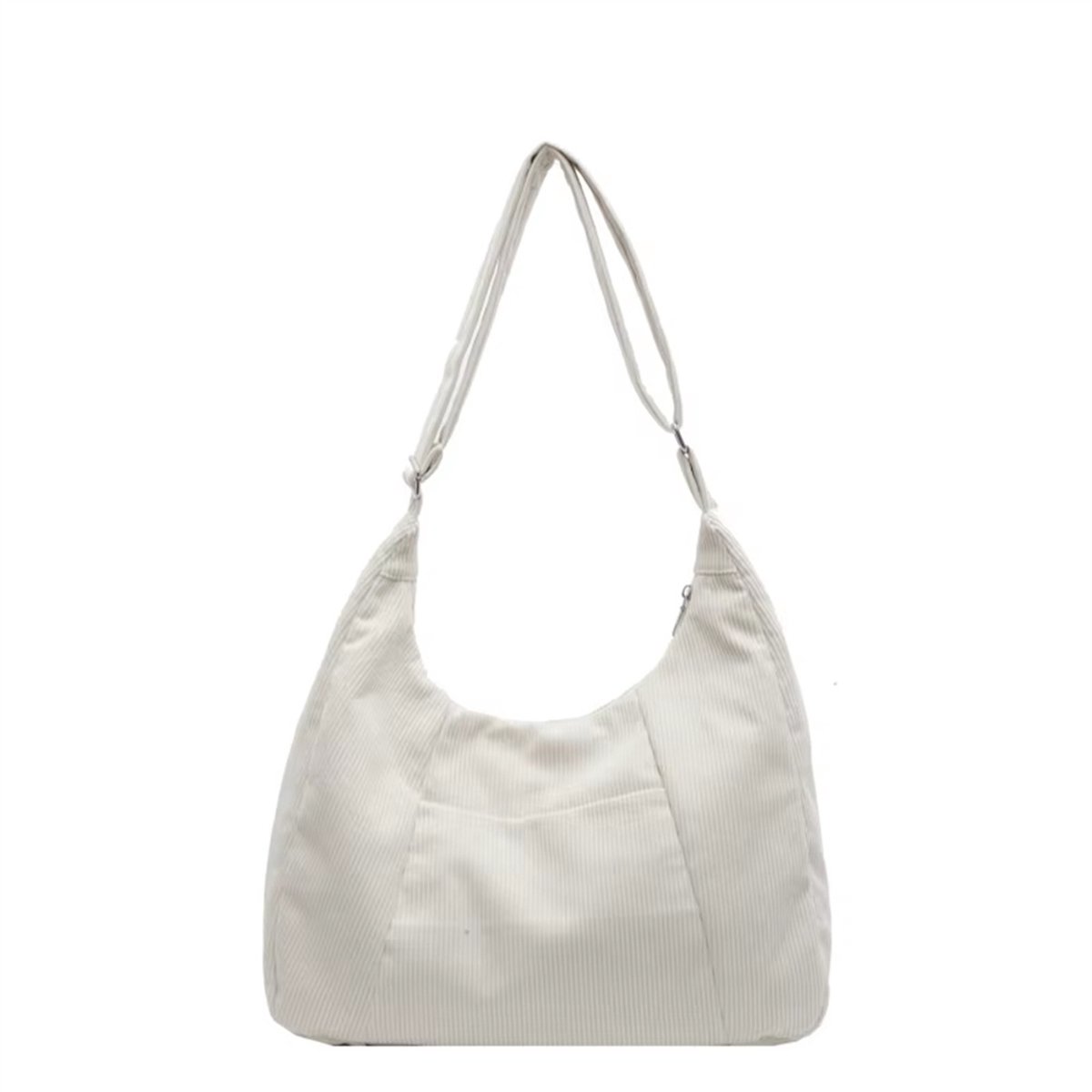 Schoudertas van corduroy voor dames, handtas met grote capaciteit, casual, eenvoudige crossbodytas voor dagelijks gebruik, winkelen en werk, Gebroken wit