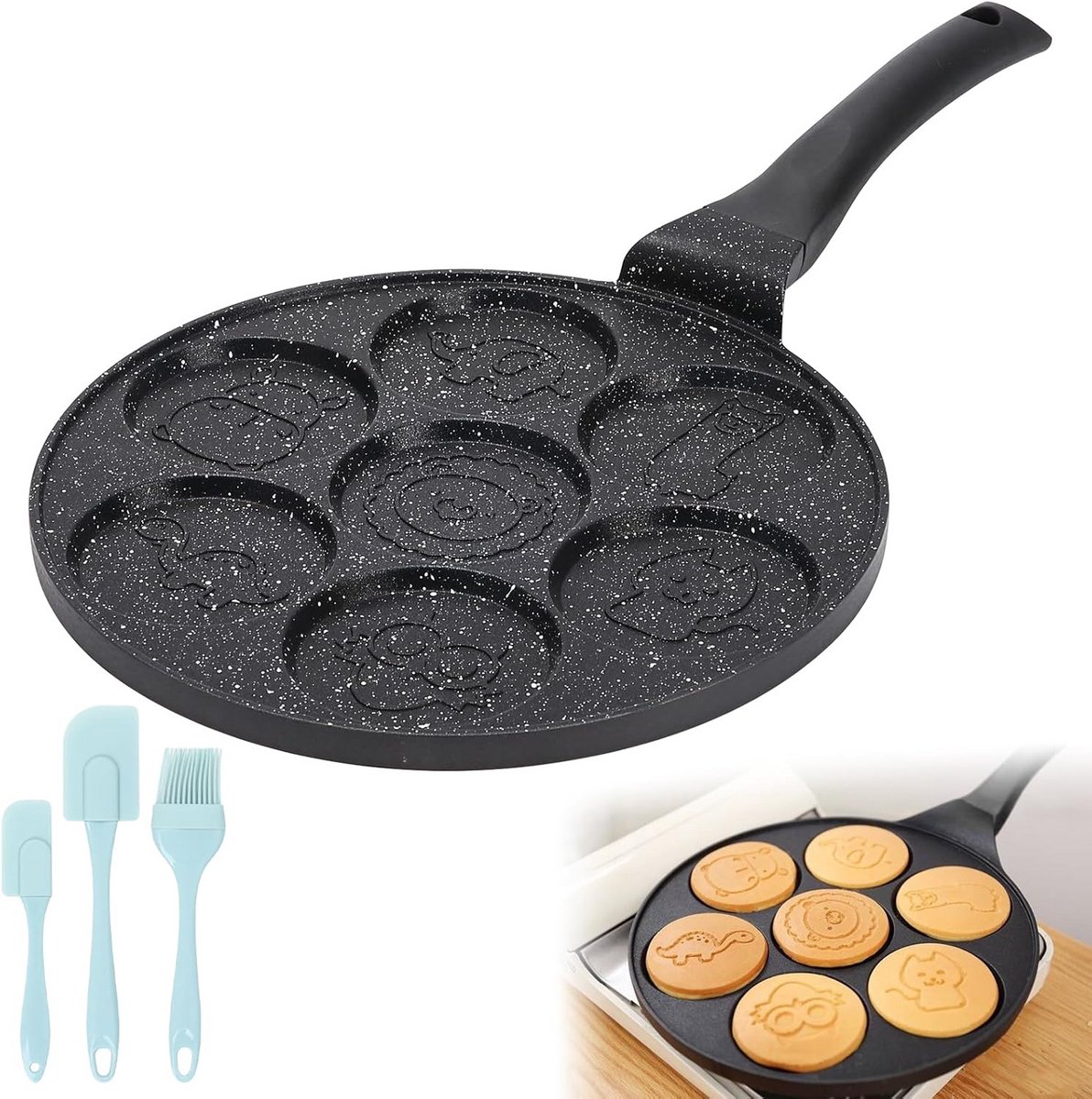 Eierpan met 7 Gaten voor Pannenkoeken en Omeletten | Krasbestendig Aluminium