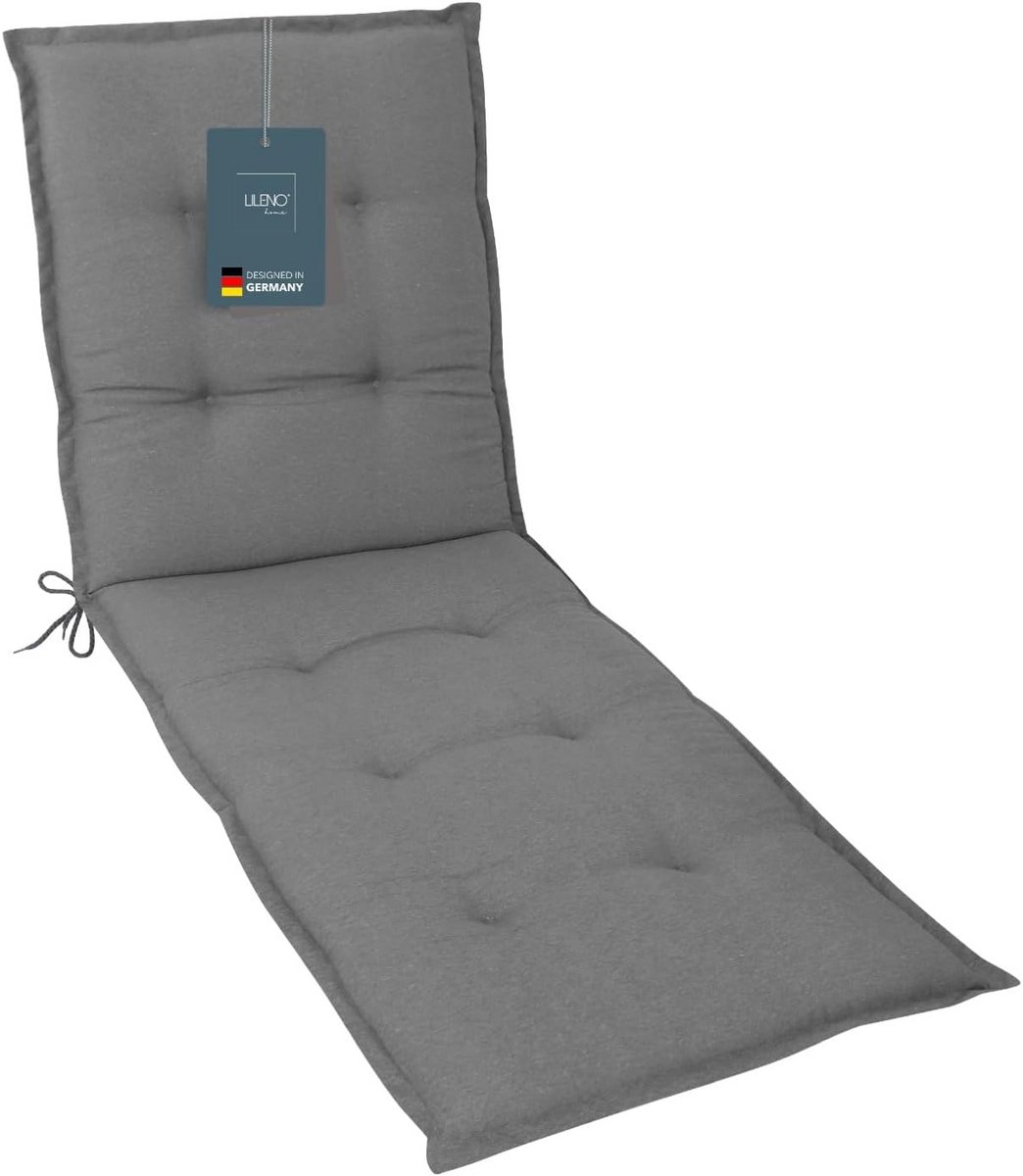 Comfortabel Ligstoelkussen Middengrijs - Dik Zitkussen voor Binnen en Buiten Tuinstoelen