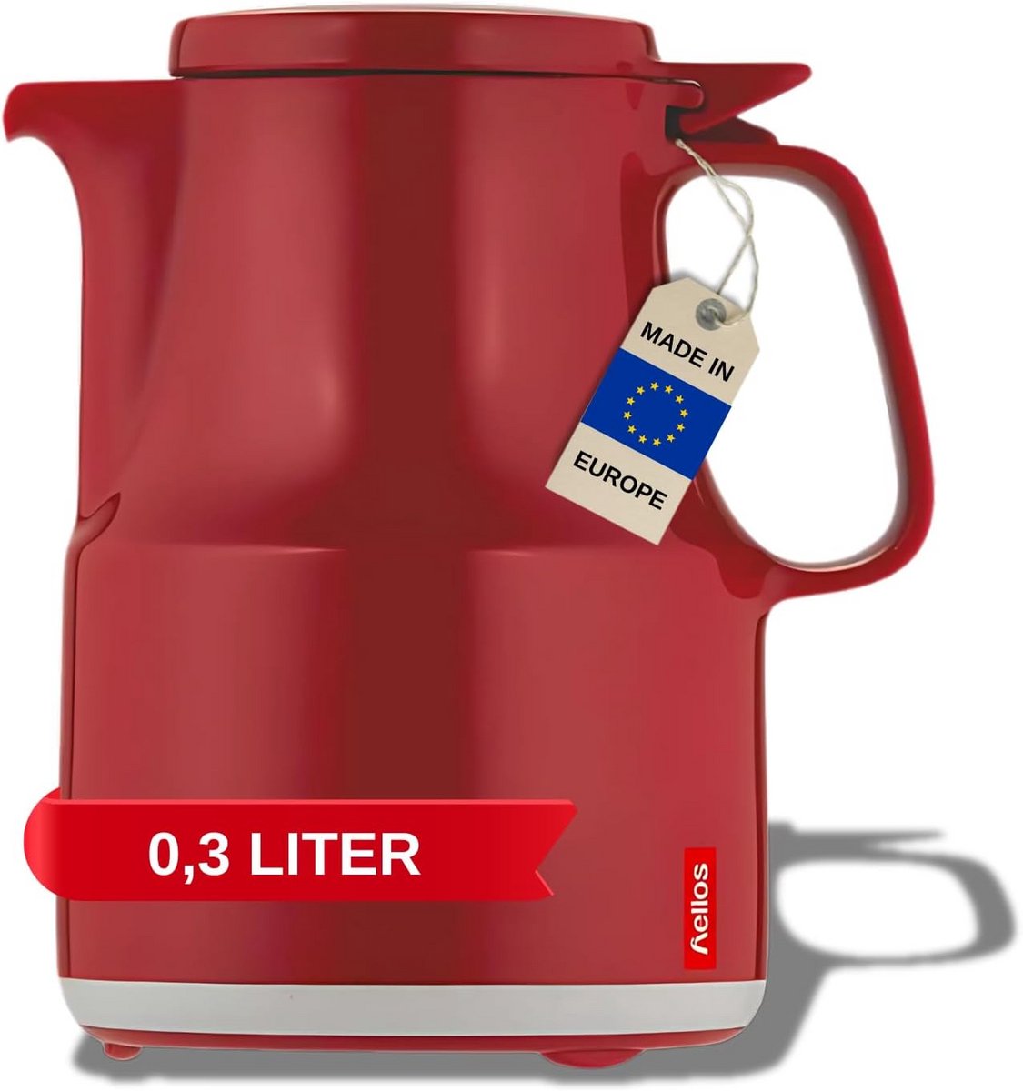 Kunststof thermoskan met klapdeksel - Compact 0,3 liter voor warm en koud