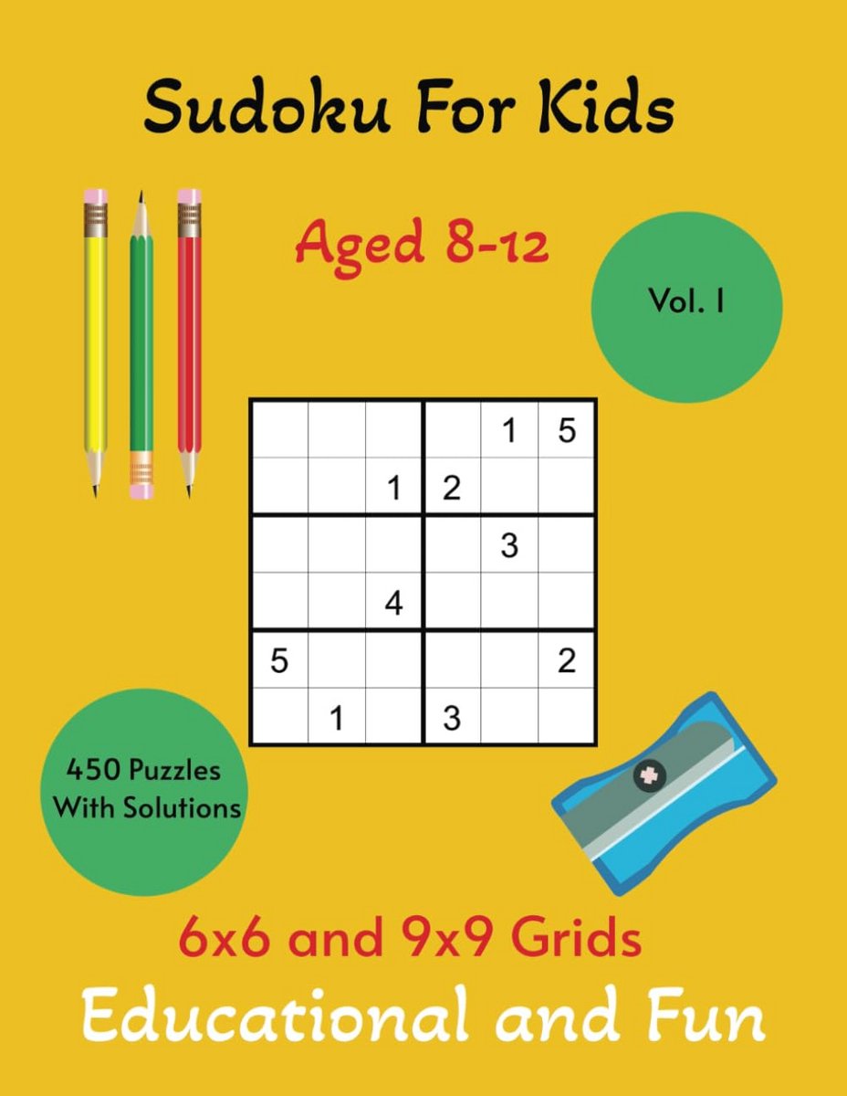 Sudoku Puzzelboek voor Kinderen 8-12 Jaar - 450 Oefeningen met Oplossingen