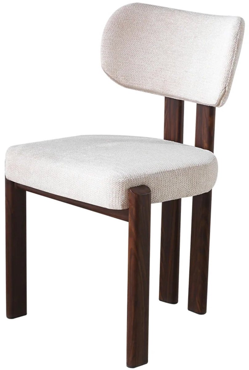 Eetkamerstoel Japandi Naomi beige walnoot poten japanse stijl eetstoel zetel