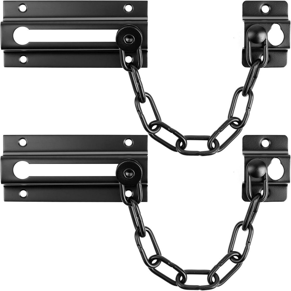 2x Zwart Deurketting Slot RVS - Extra Beveiliging en Privacy voor Binnendeuren