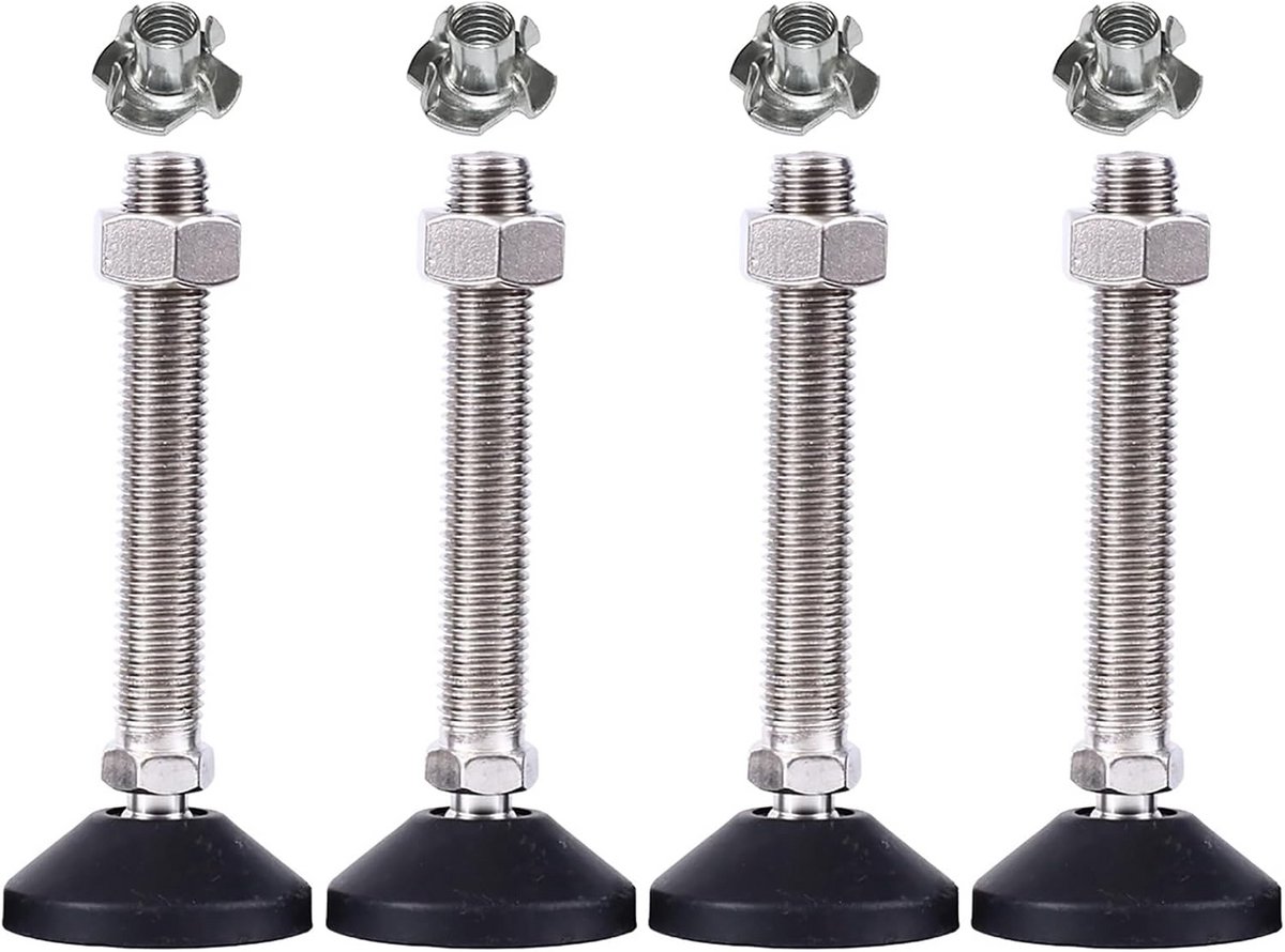 4 Stuks Verstelbare Stelvoet M10 x 100 mm voor Meubels en Kasten