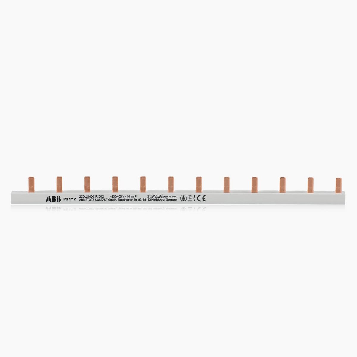 Faserail 1-fase voor 12 pinnen en 10mm² aansluiting