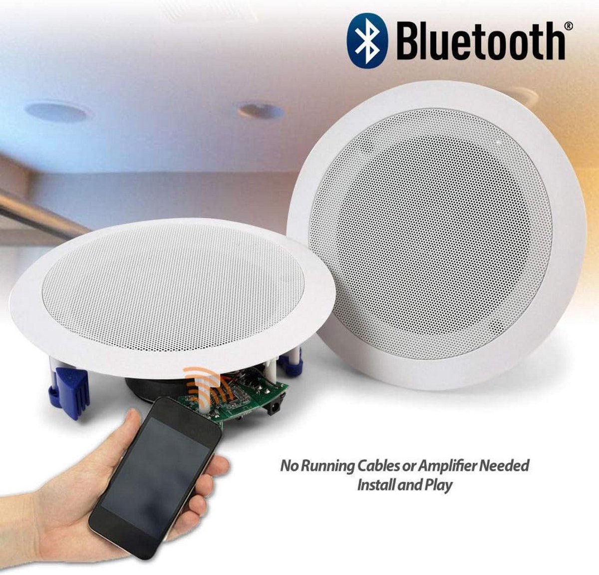 Draadloze Bluetooth Plafondspeakers Set (60W) - Ingebouwde Versterker - Helder Geluid voor Keuken en Woonkamer