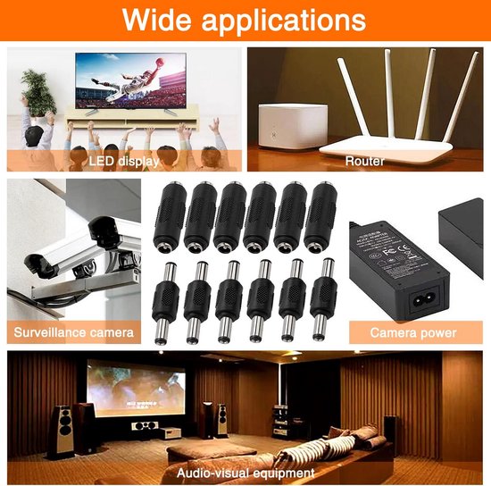 12 Stuks DC Adapter Set 5.5x2.1mm Stekker en Koppelaar voor Camera en ...