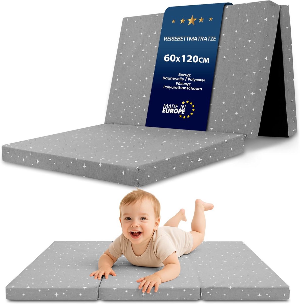 Opvouwbaar Baby Matras voor Reiswieg en Kinderbed - 60x120 cm