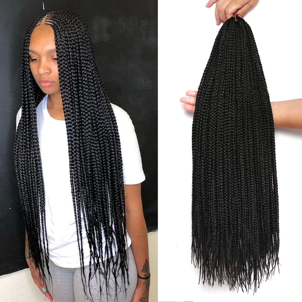 7 Stuks Pre-Looped Box Braids Vlechthaar 24 Inch Haarextensions voor Zwarte Vrouwen