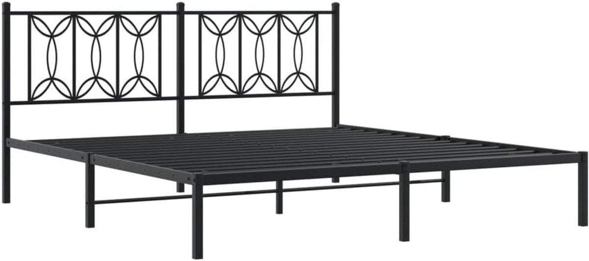 Metalen Bedframe met Hoofdbord Zwart Duurzaam Slaapkameronderstel