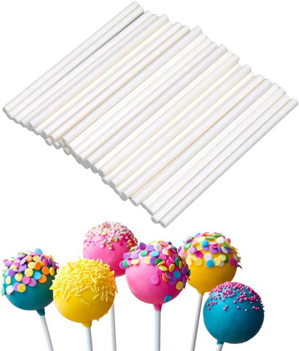 100 Stuks Eetstokjes voor Lolly's, Cakepops en Taartdecoratie