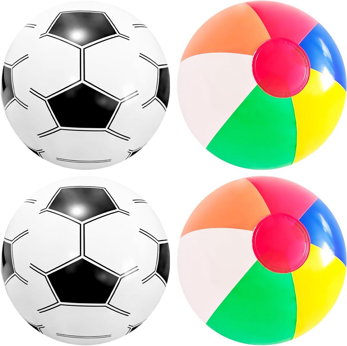 Set van 4 Gekleurde Opblaasbare Strandballen - Waterspelletjes & Zomerpret