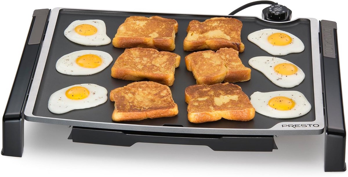 Grote Elektrische Bakplaat 48 cm Kantelbaar en Inklapbaar - Non-stick Grillplaat