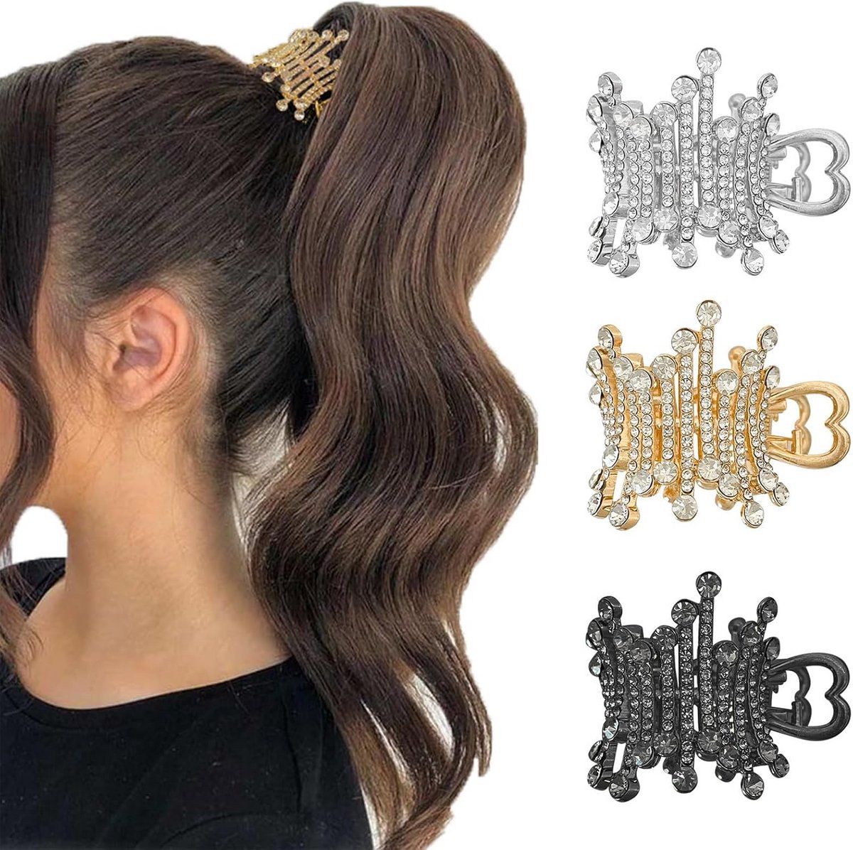 3-delige Set Luxe Haarspelden voor Elegante Hoge Paardenstaarten
