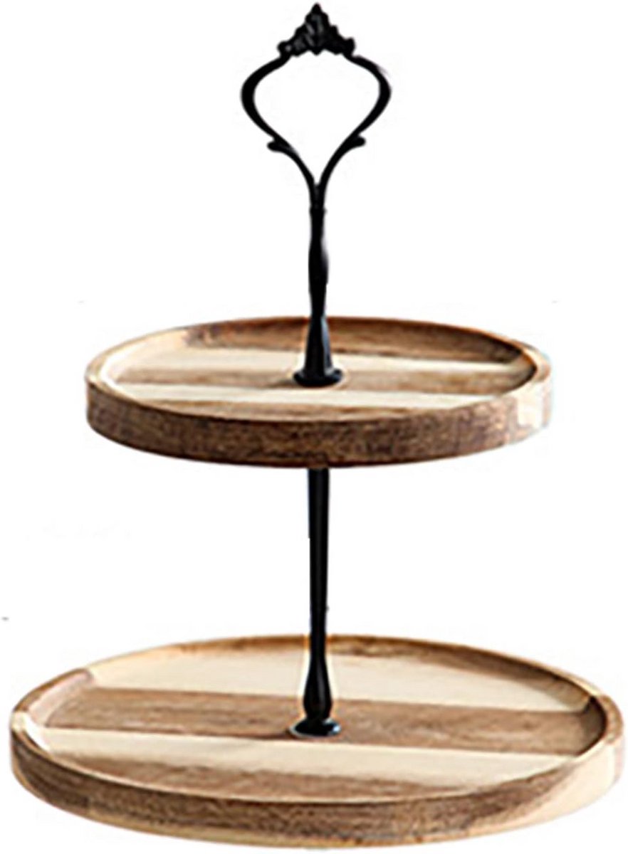 Houten Taartplateau met 2 Lagen voor Cupcakes en Desserts