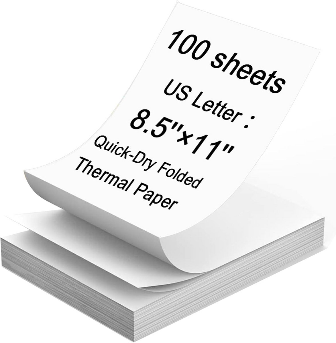 Thermisch Printerpapier US Letter Formaat 8.5 x 11 Inch, 100 Vel Gevouwen Papier