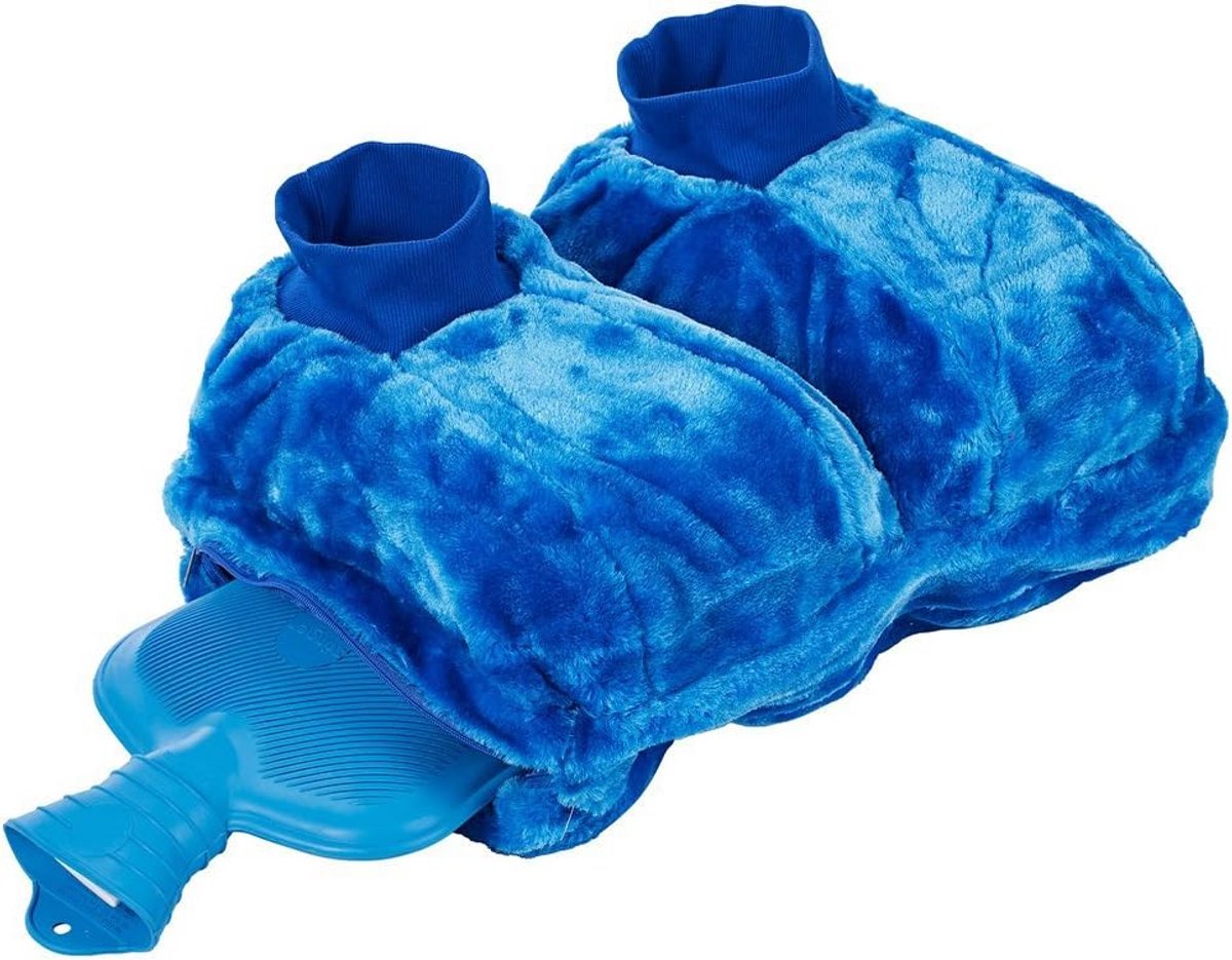 Zachte Voetwarmer met Rubberen Warmwaterkruik - Blauw