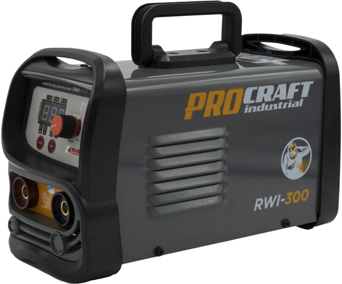 Procraft Industrial RWI-300 inverterlasapparaat 4,5 kW 20 - 140 A MMA + lasbeschermingsschild + staalborstel + overige accessoires