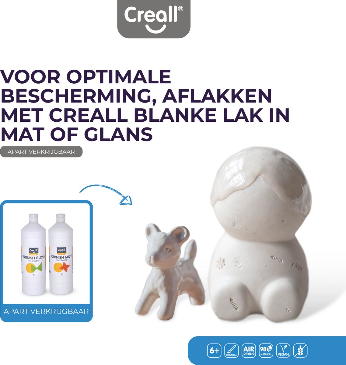 Creall Do & Dry | Luchtdrogende klei kleur Wit | 1 x 1000g | Made in Holland | Zacht en klaar voor gebruik | Made in Holland | Knutselwerk kinderen, school, hobby, DIY en creatieve projecten — afbeelding 12