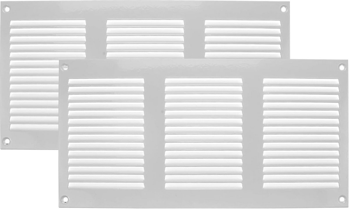 2 Stuks Ventilatie Rooster Wit 30x15 cm - Luchtterugloopgrill met Insectenhor