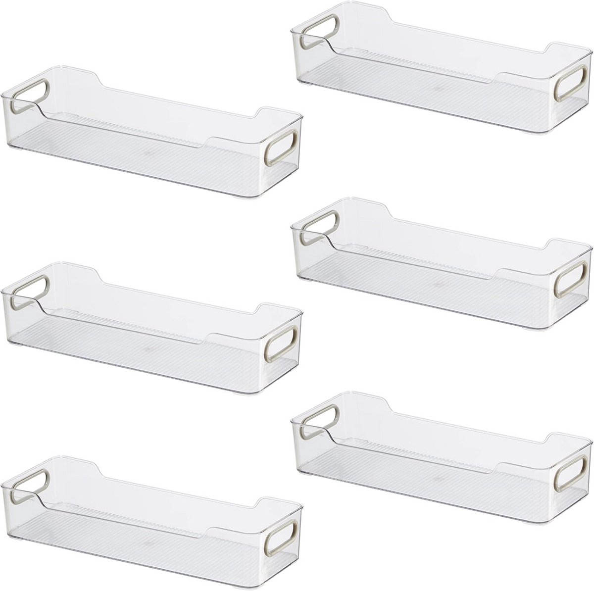 Set van 6 Doorzichtige Opbergbakken voor Kast, Koelkast & Voorraadkast Organiseren - 35,6 x 12,7 cm