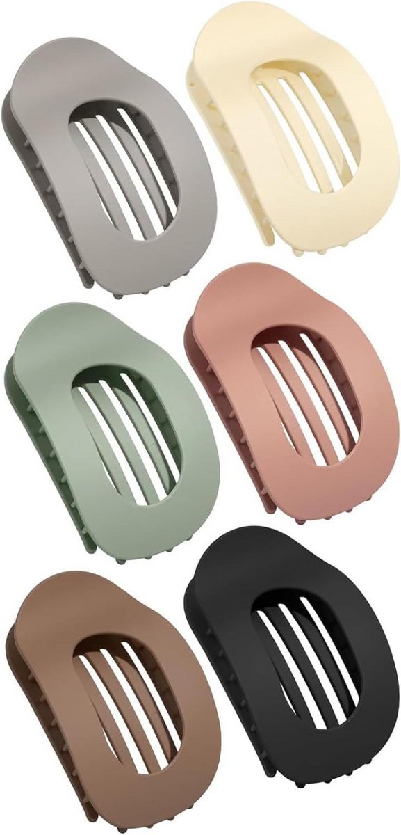 Set van 6 Platte Haarclips Zonder Glans voor Dik en Krullend Haar