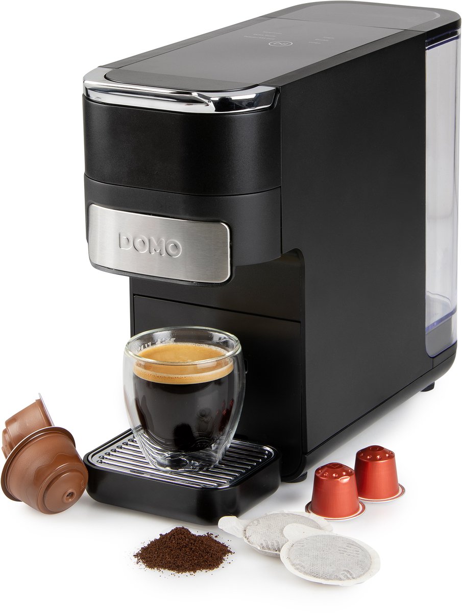 DOMO DO748K 4-in-1 Koffiemachine - Koffiezetapparaat - Koffieautomaat - Nespresso - Dolce Gusto - ESE pods - Filterkoffie - 1,5 L
