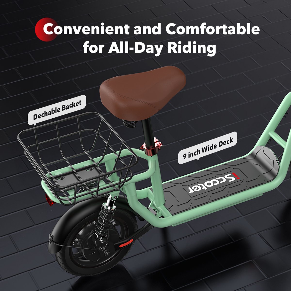 Elektrische Step iScooter i12 voor Groen Volwassenen met Zitje 120kg 12 inch Dubbele Voor- en Achter Dempers 500W Actieradius 35km 42V7.5Ah – foto 3