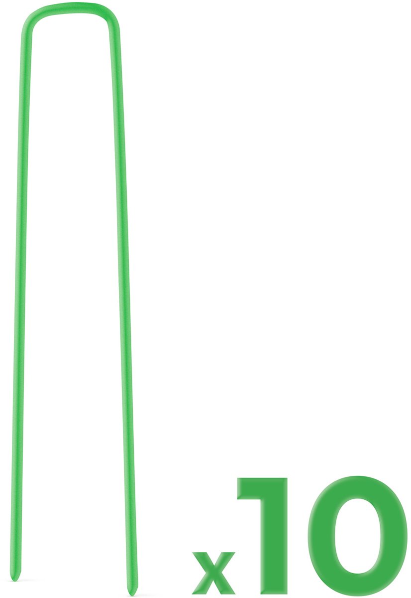 10x Kunstgras Bevestigingspennen – Metalen Grondpennen – 15 X 3 Cm – Groen – 10 Stuks – Voor Kunstgras, Geotextiel, Worteldoek En Gronddoek [11789]