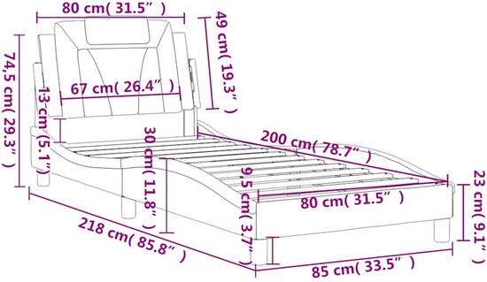 vidaXL - Bedframe - "Viana" - zonder - matras - kunstleer - wit - 80x200 - cm