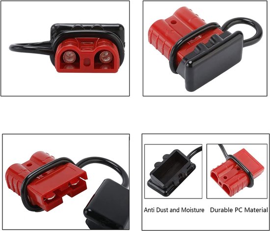 GTIWUNG 50A Batterijconnector – Set Van 4, 600V, Met Stofkappen & Snelkoppelingsgreep – Grijs