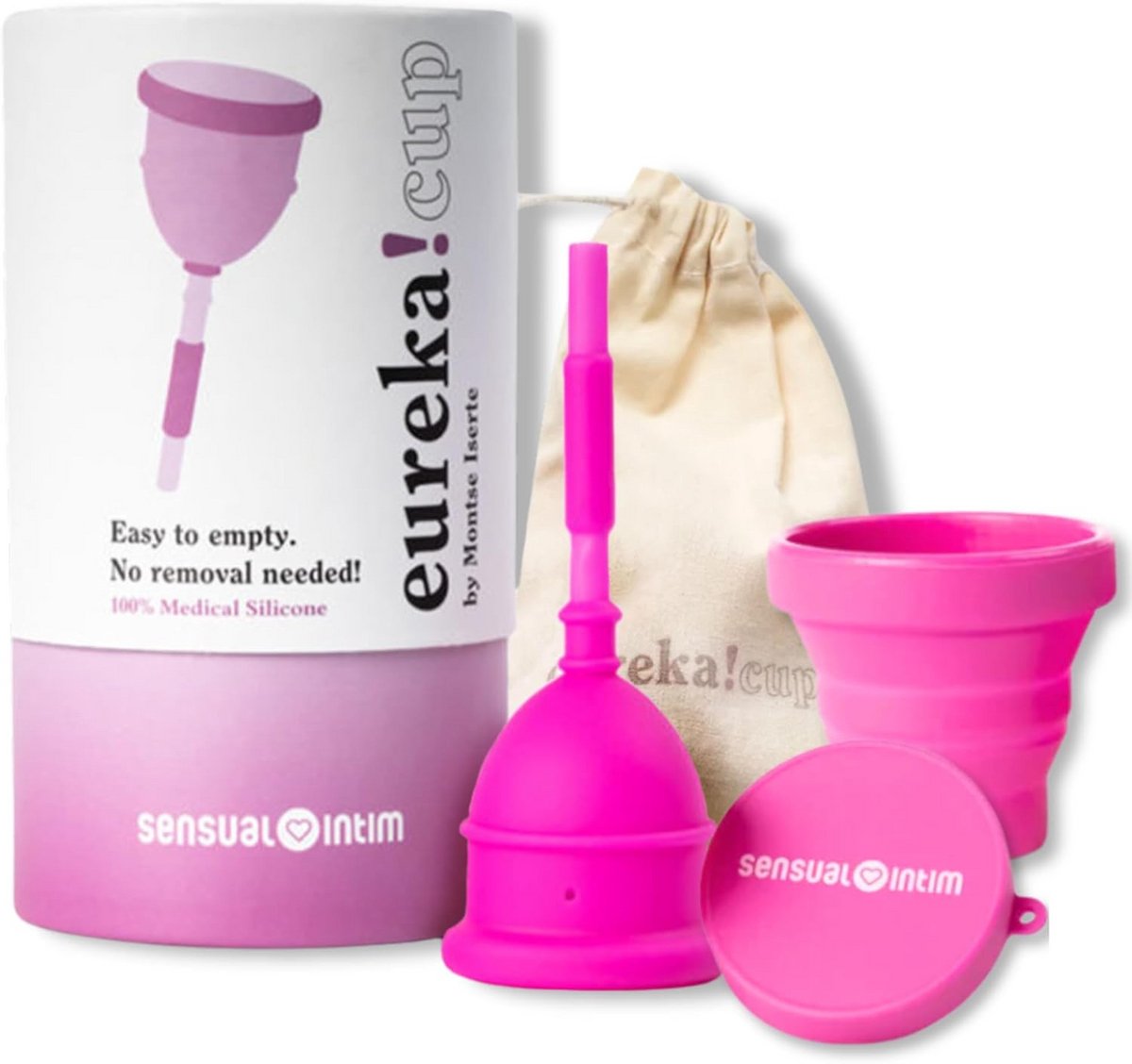 Zelfdragende Menstruatiecup Maat S met Sterilisator voor Gemakkelijk Leegmaken